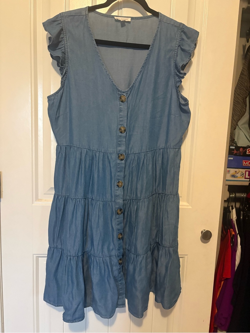 Blu Pepper Light Blue Button-Tier Midi Dress